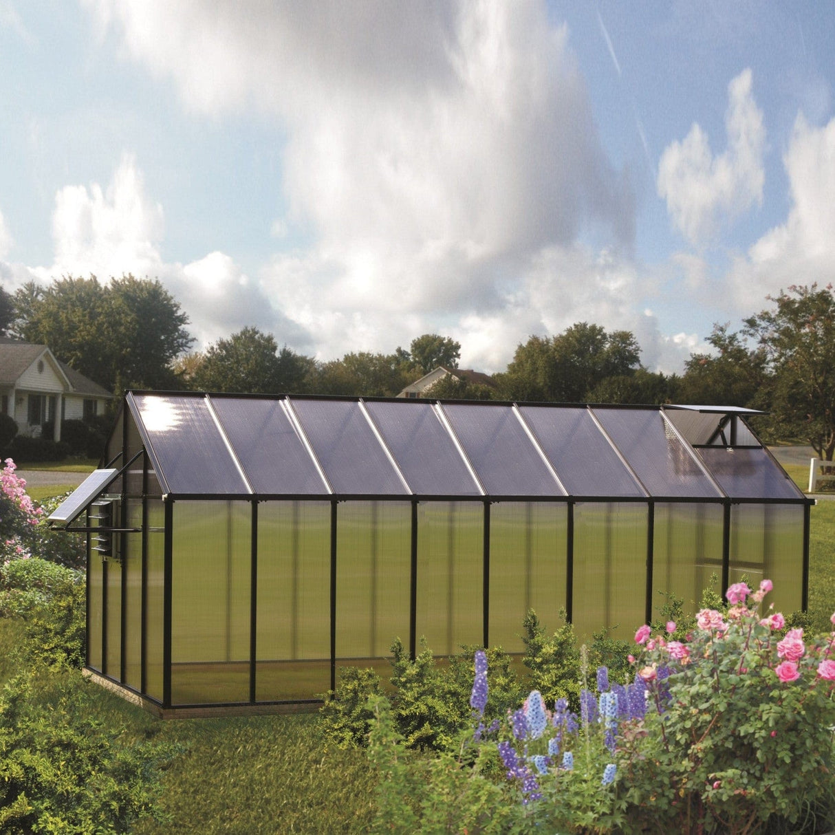 Riverstone MONT Mojave 8 ft Wide Aluminum Finish Solar Greenhouse Kit with 8 mm Twin-Wall Polycarbonate