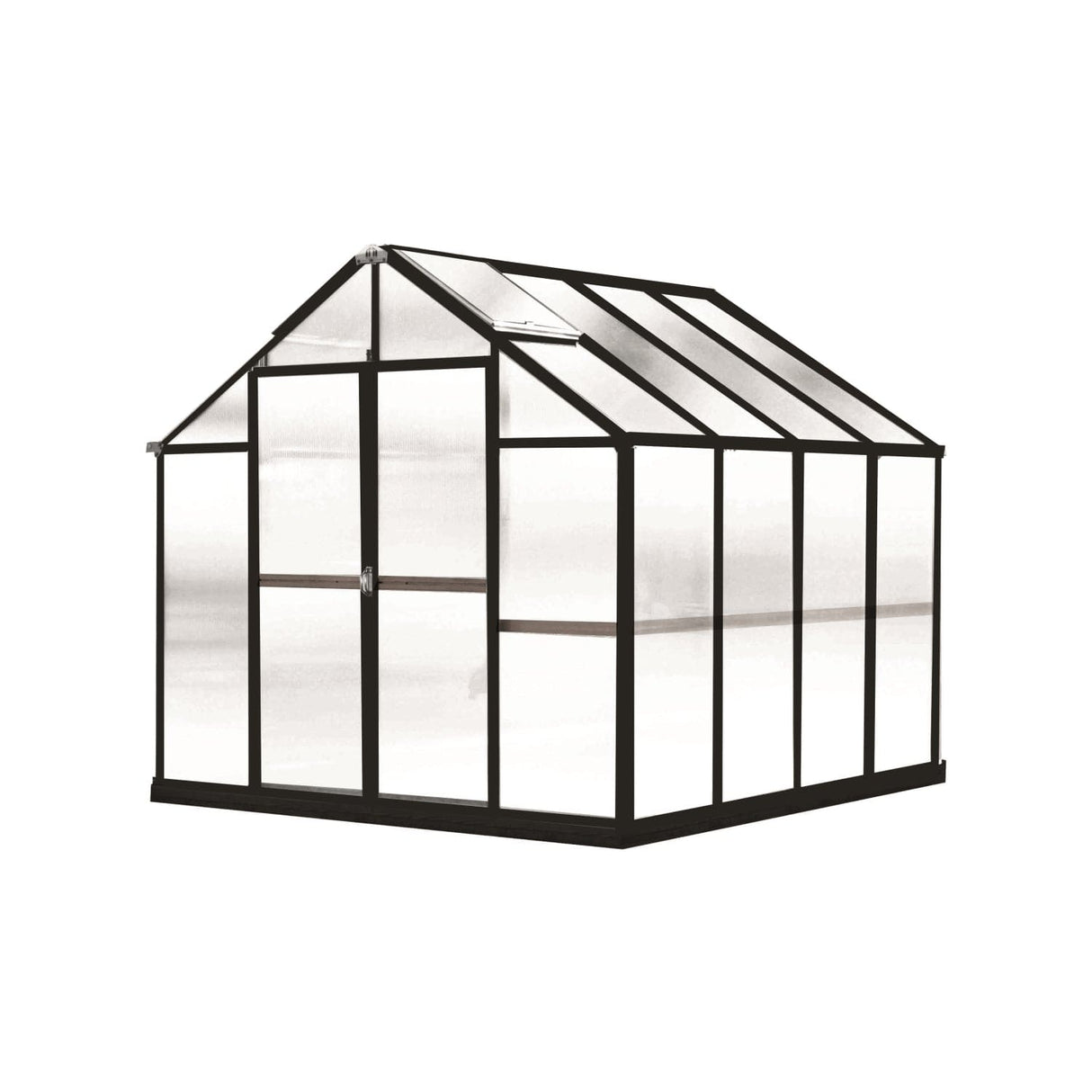 Riverstone MONT Growers Edition 8 ft × 8 ft Aluminum Finish Greenhouse Kit with 8 mm Twin-Wall Polycarbonate