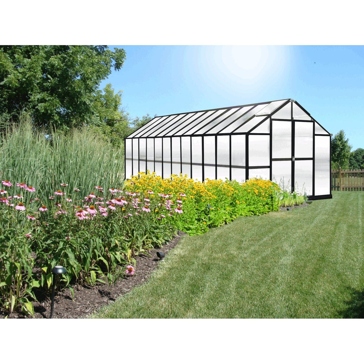 Riverstone MONT Growers Edition 8 ft × 8 ft Aluminum Finish Greenhouse Kit with 8 mm Twin-Wall Polycarbonate