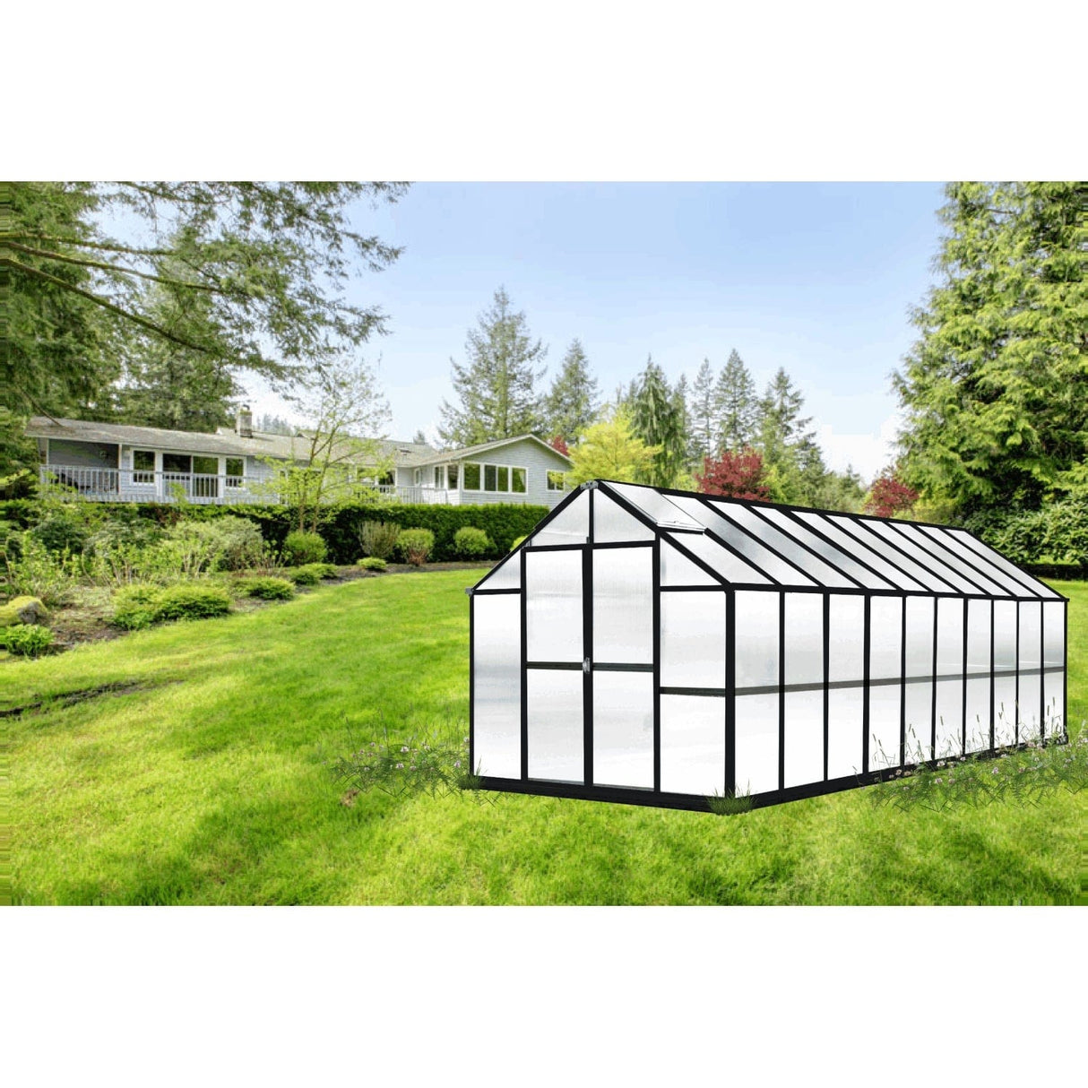 Riverstone MONT Growers Edition 8 ft × 8 ft Aluminum Finish Greenhouse Kit with 8 mm Twin-Wall Polycarbonate