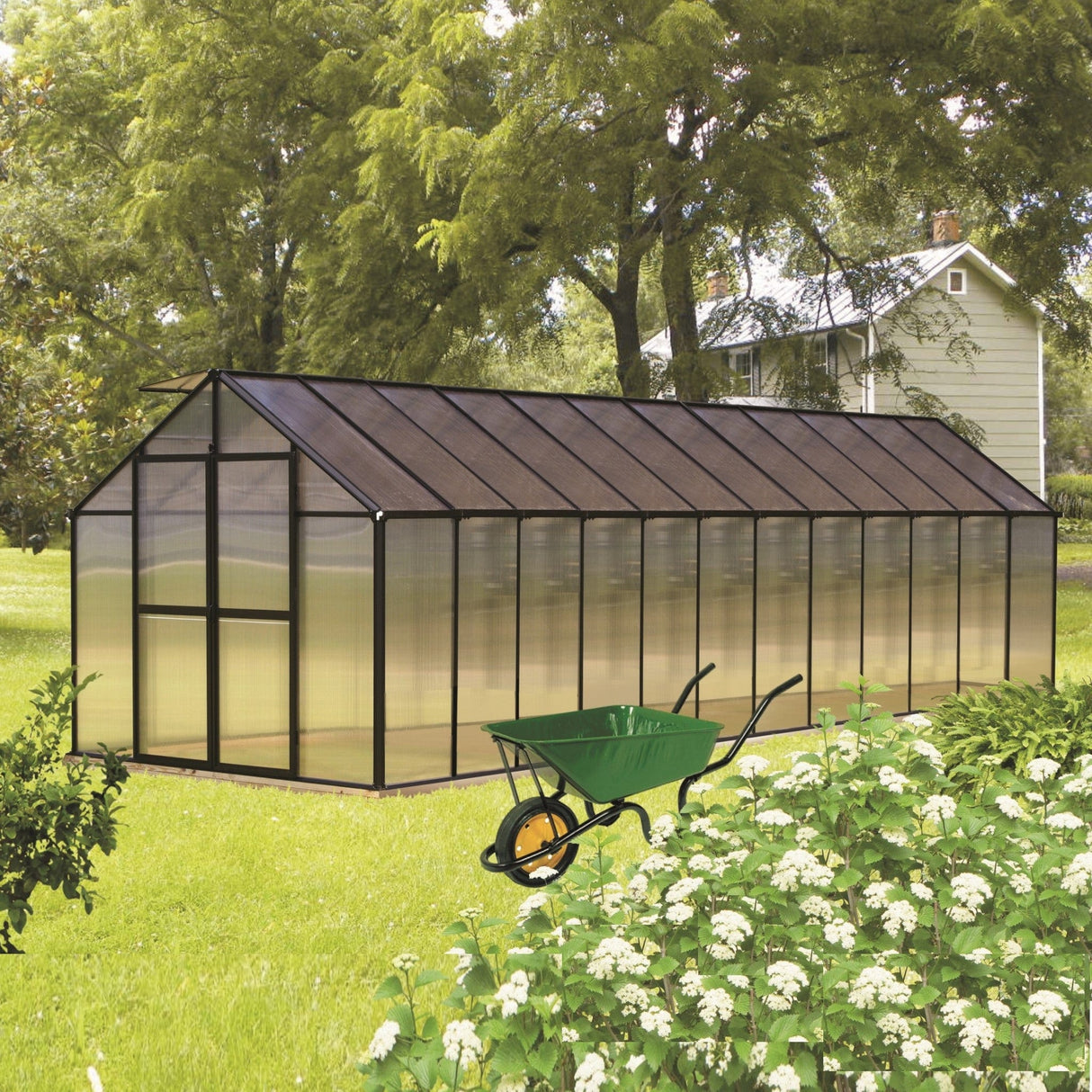 Riverstone MONT Premium 8 ft × 8 ft Black Finish Greenhouse Kit Package with 8 mm Twin-Wall Polycarbonate