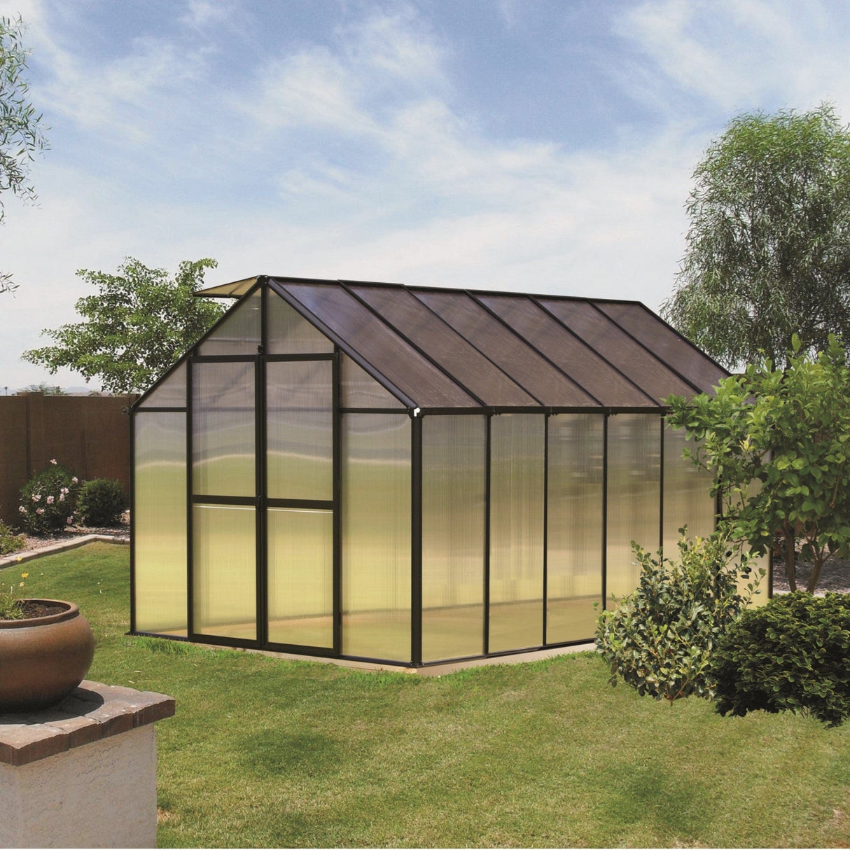 Riverstone MONT Standard 8 ft × 8 ft Black Greenhouse Kit with 8 mm Twin-Wall Polycarbonate