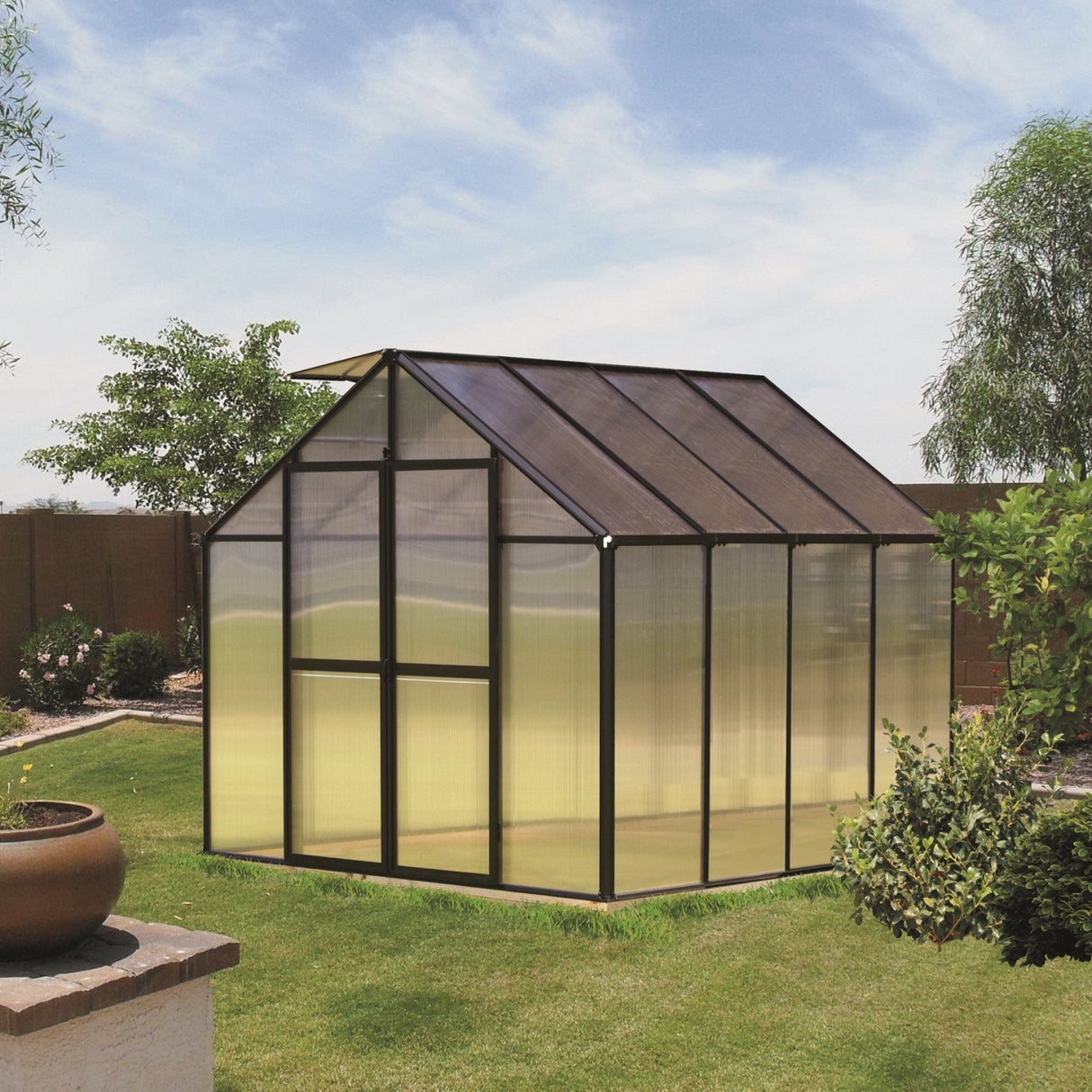 Riverstone MONT Standard 8 ft × 8 ft Black Greenhouse Kit with 8 mm Twin-Wall Polycarbonate