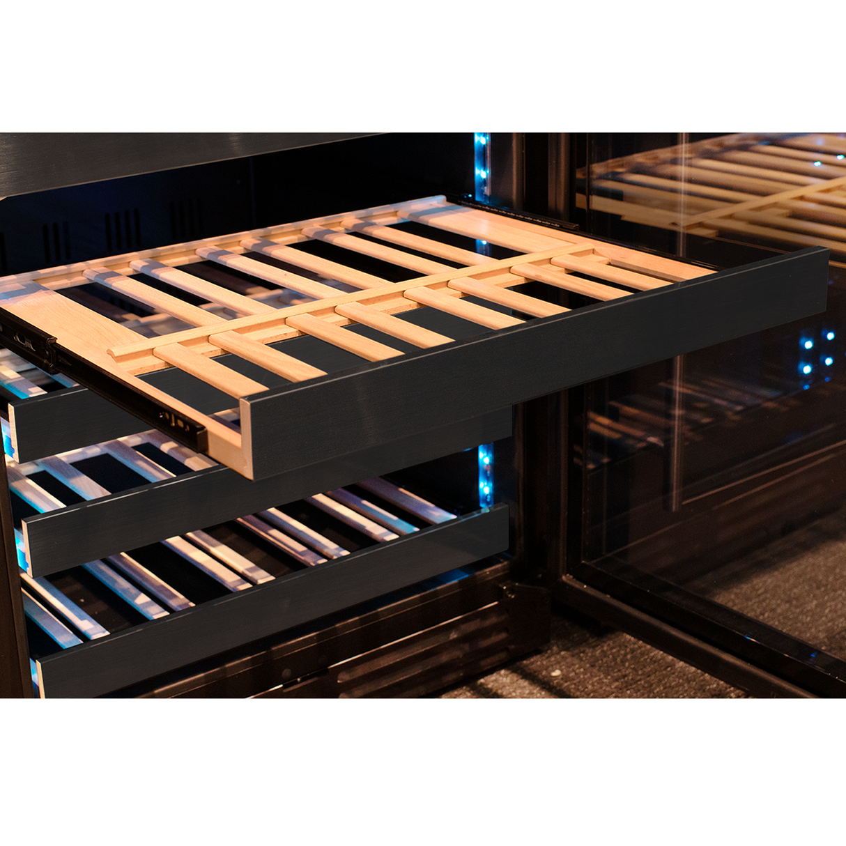 Allavino Reserva Series 100‑Bottle 34″ Tall Dual Zone Black Stainless Steel Side‑by‑Side Wine Cooler Refrigerator BF 2X‑BDW5034S‑1BS