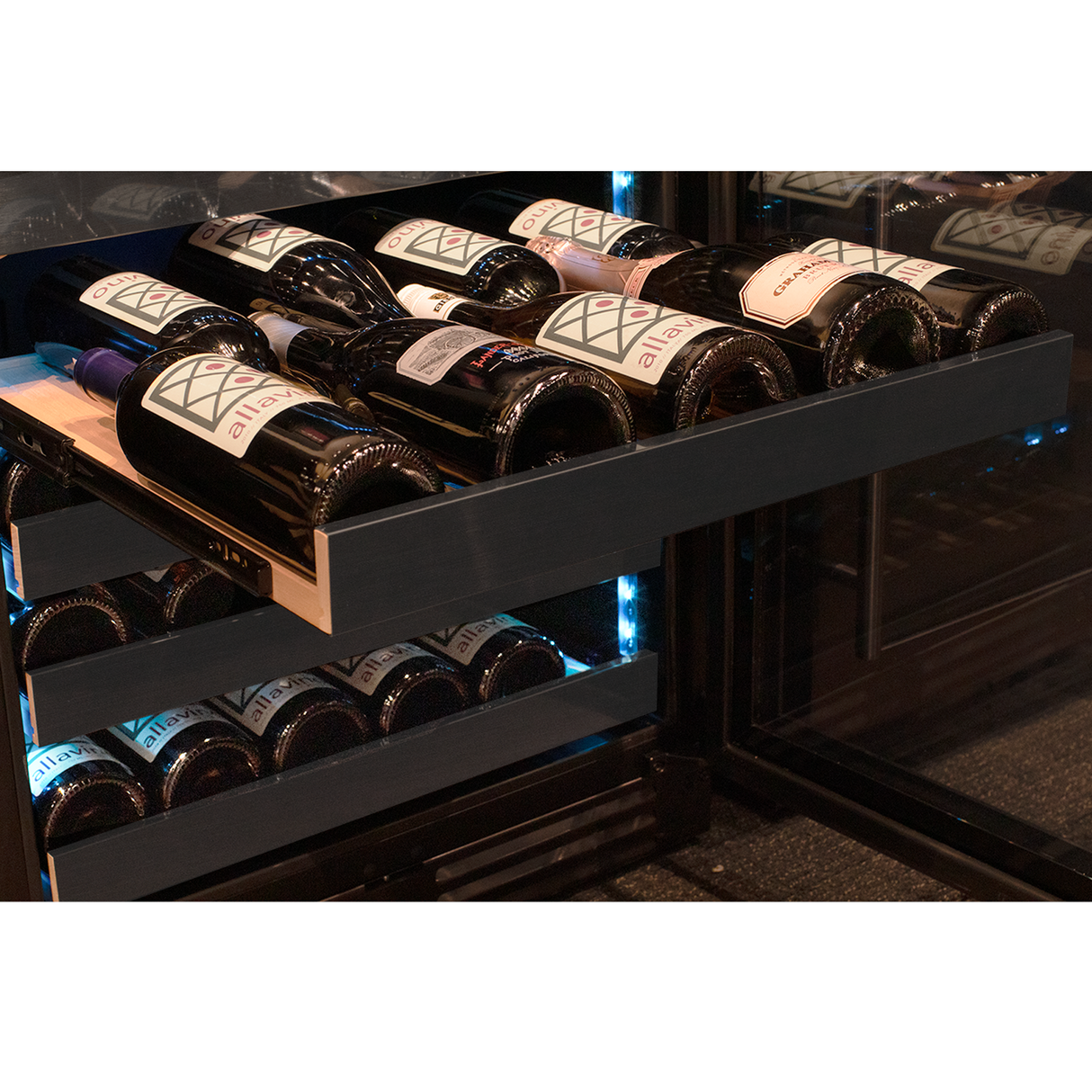 Allavino Reserva Series 50″ 34″ Tall Single Zone Left Hinge Black Stainless Steel Wine Cooler Refrigerator