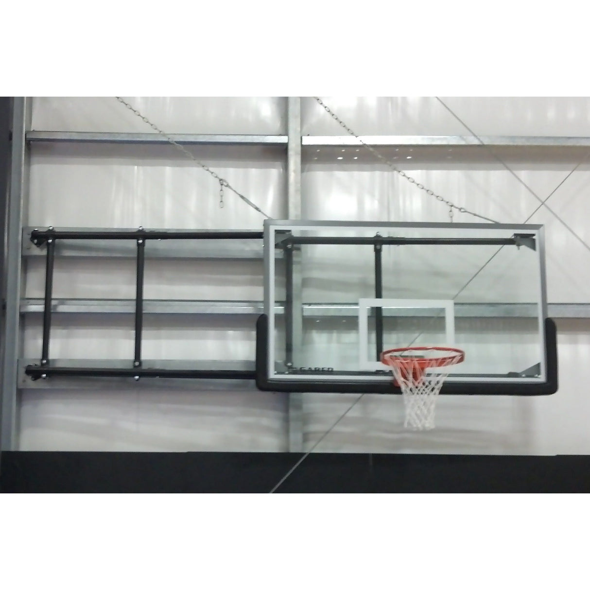 Gared Corner Mount Basketball Backstop Side‑Fold 4′–6′ Complete Wall‑Mounted Backstop
