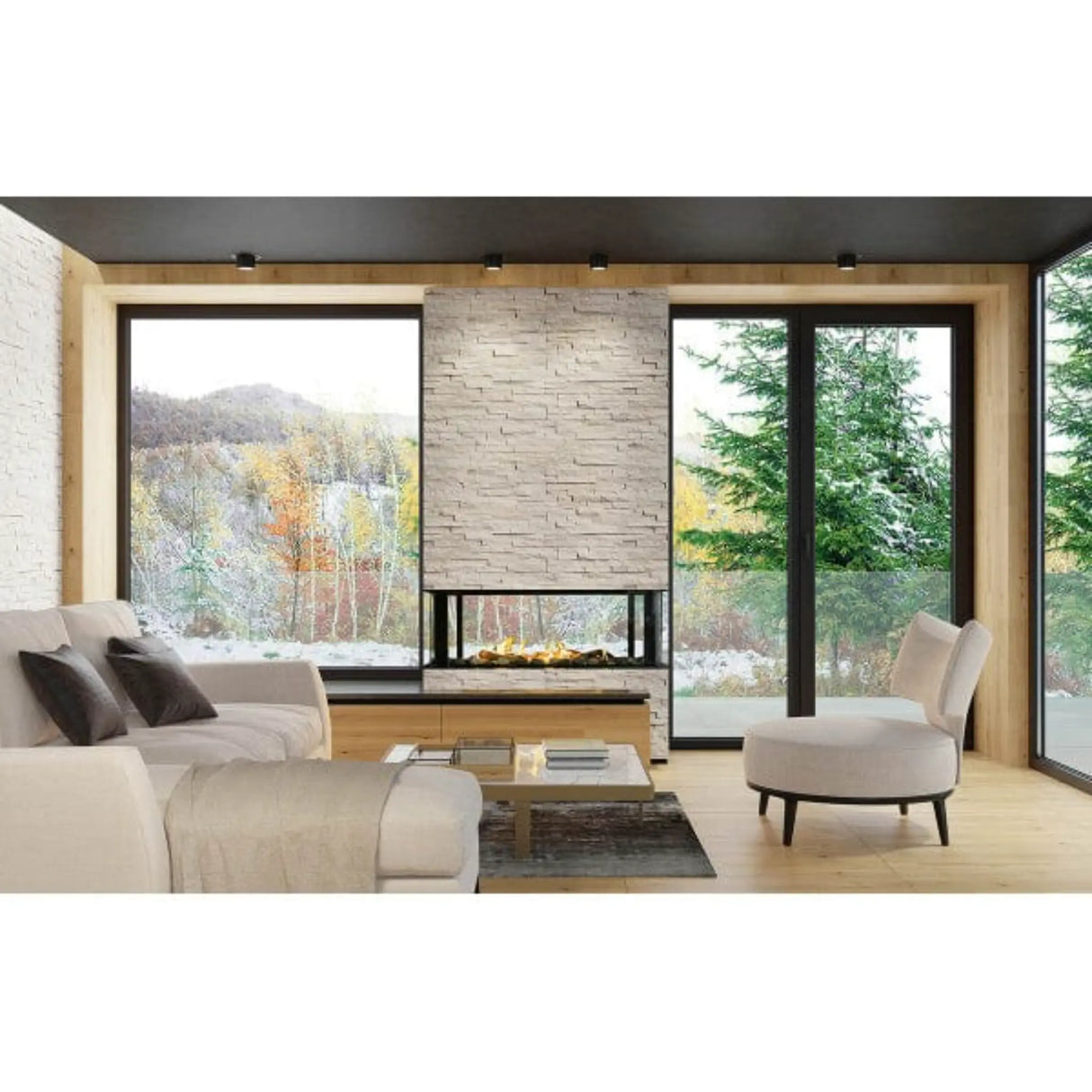 Sierra Flame Stanford 48" 4-Sided See-Through Fireplace NG LYON-48-NG-58TTRK