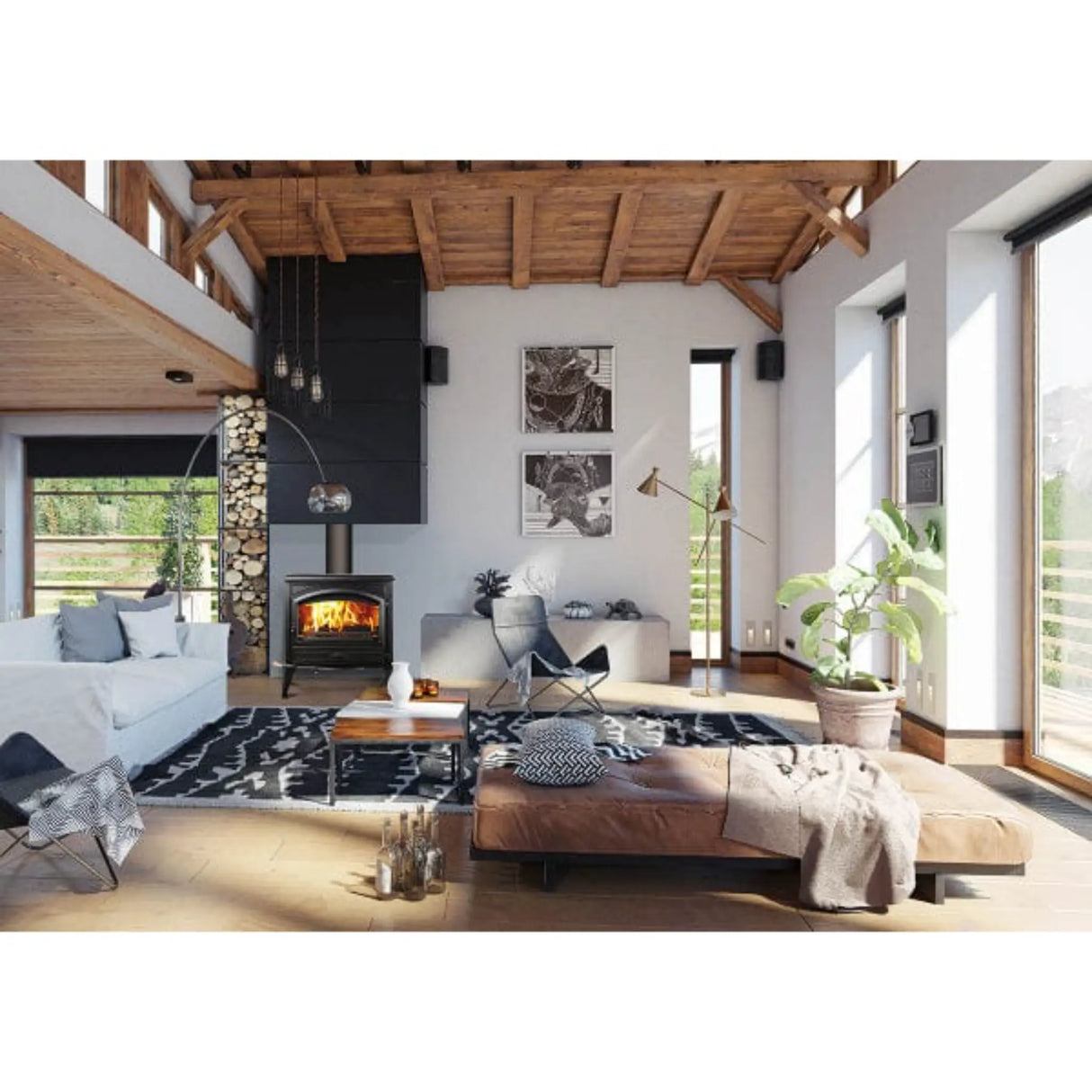 Sierra Flame Stanford Wood Burning Stove Cast Iron Black Colour Finish W76