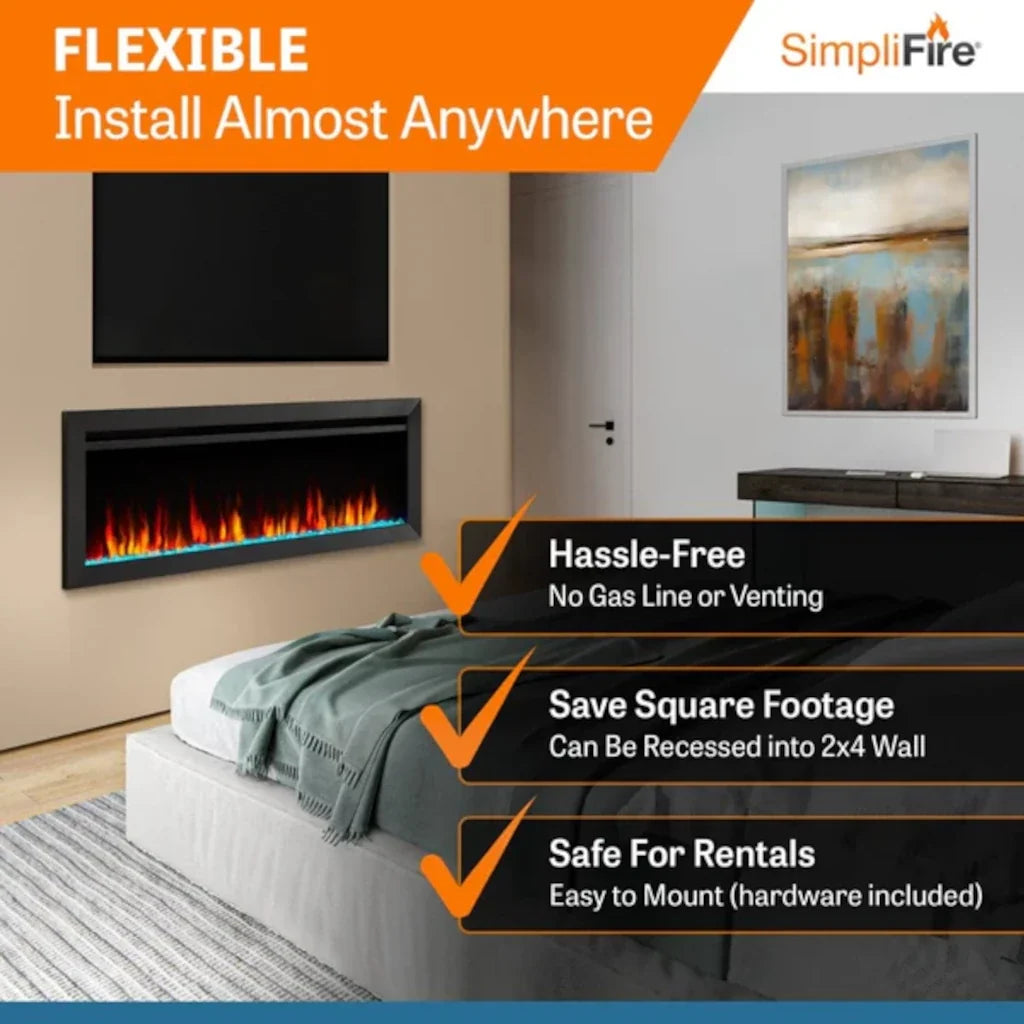 SimpliFire 50-Inch Allusion Slim Wall Mount / Built-In Electric Fireplace