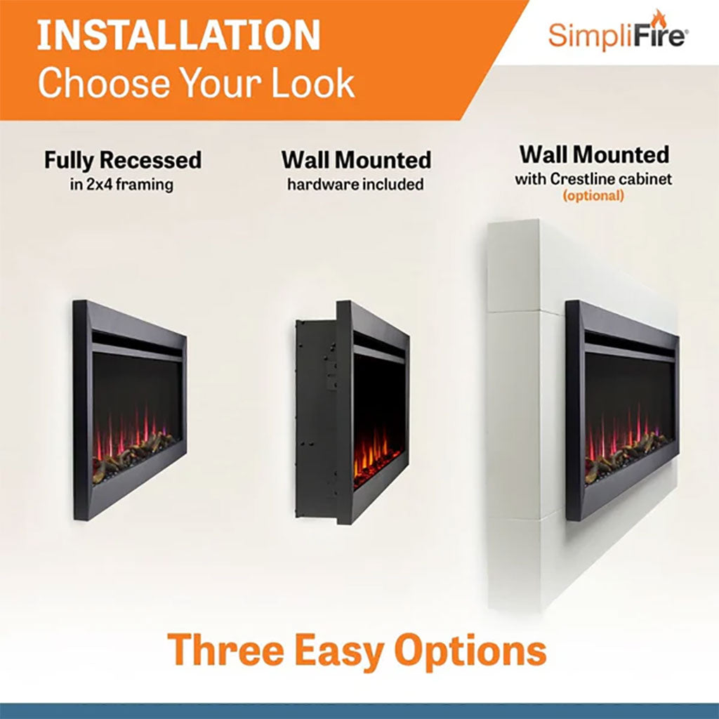 SimpliFire 50-Inch Allusion Slim Wall Mount / Built-In Electric Fireplace