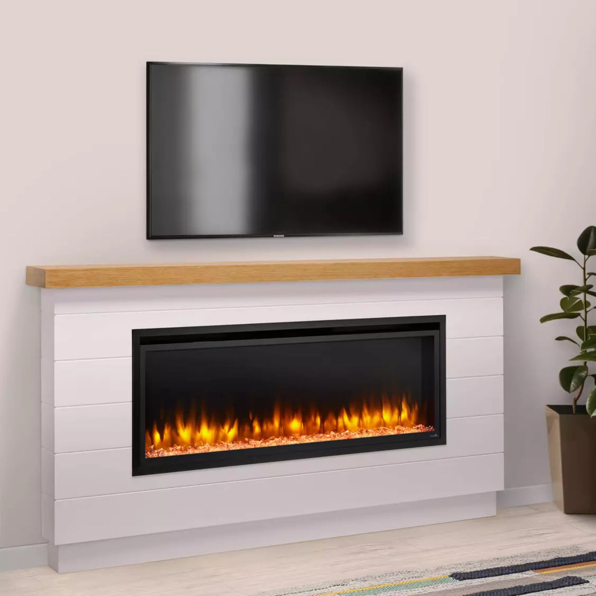 SimpliFire Allusion Platinum 50-Inch Wall Mount/Recessed Linear Electric Fireplace