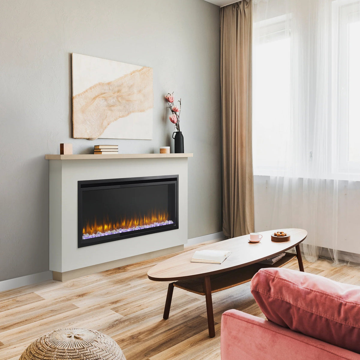 SimpliFire Allusion Platinum 50-Inch Wall Mount/Recessed Linear Electric Fireplace