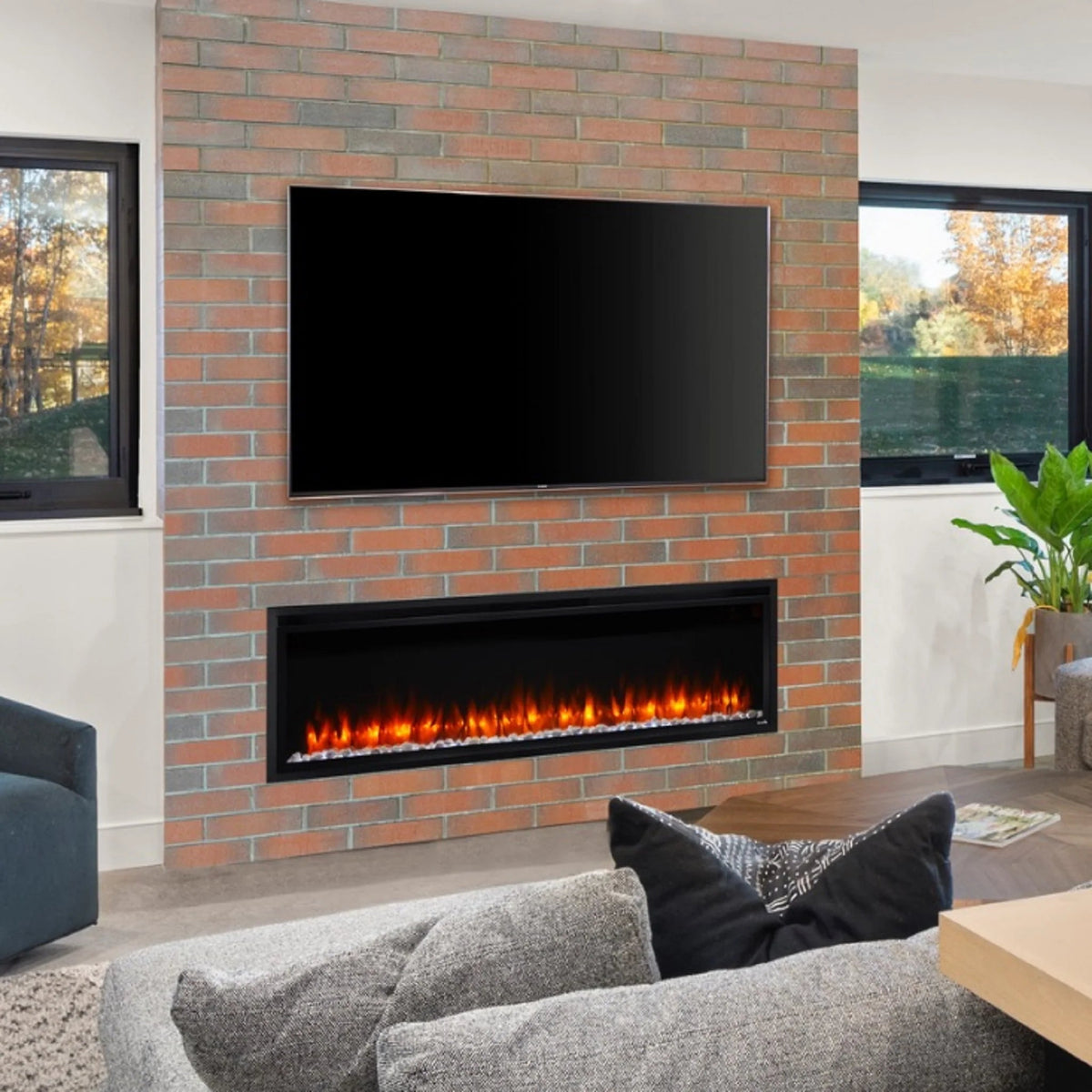SimpliFire Allusion Platinum 72-Inch Wall Mount/Recessed Linear Electric Fireplace