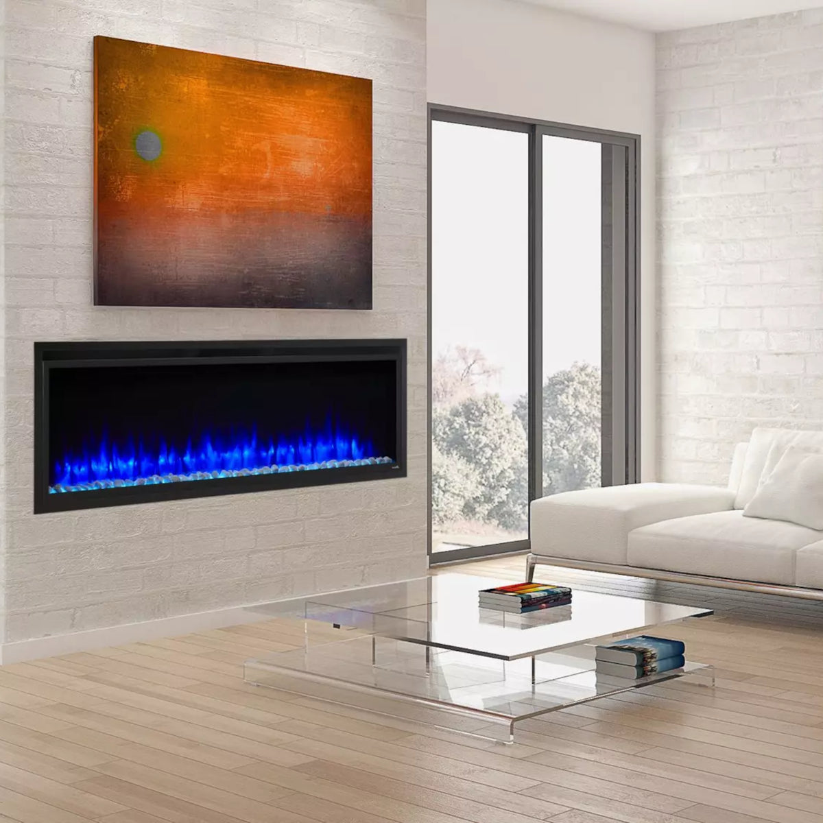 SimpliFire Allusion Platinum 72-Inch Wall Mount/Recessed Linear Electric Fireplace