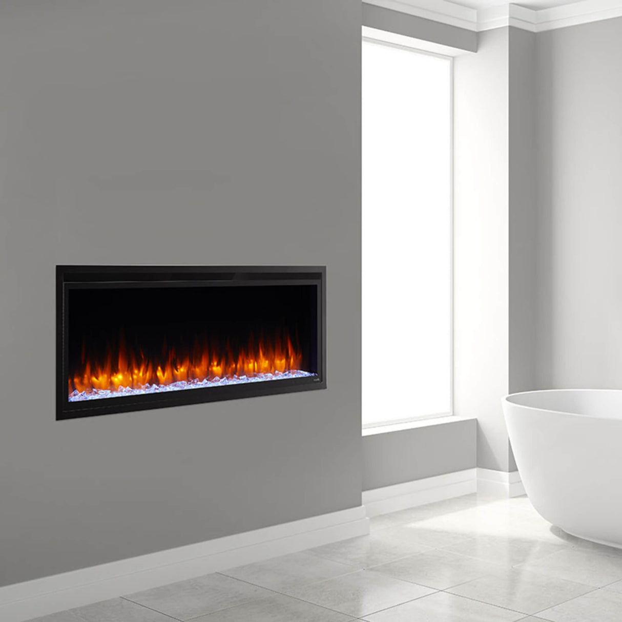 SimpliFire Allusion Platinum Recessed Linear Electric Fireplace