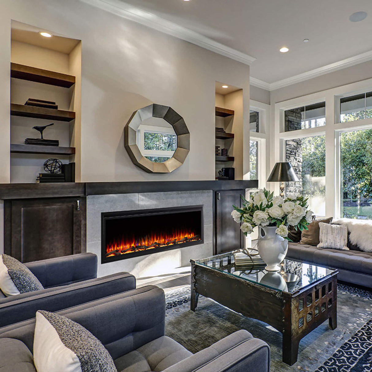 SimpliFire Allusion Platinum Recessed Linear Electric Fireplace