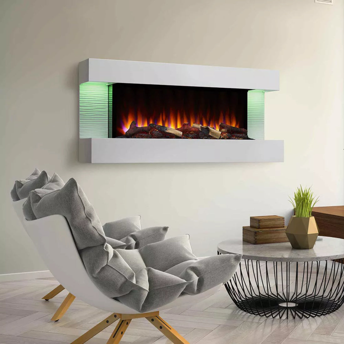 SimpliFire Format 50-Inch Floating Mantel Wall Mount Linear Electric Fireplace