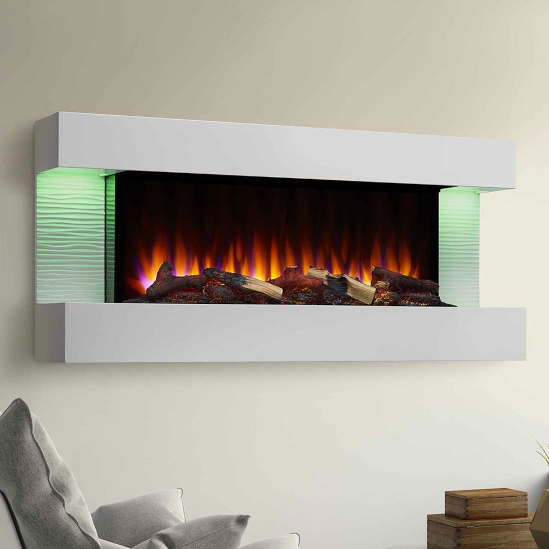 SimpliFire Format 50-Inch Floating Mantel Wall Mount Linear Electric Fireplace