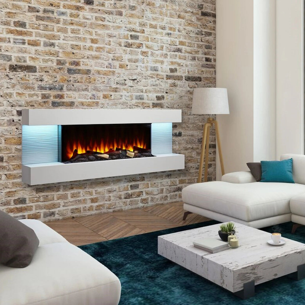 SimpliFire Format 60-Inch Floating Mantel Wall Mount Linear Electric Fireplace