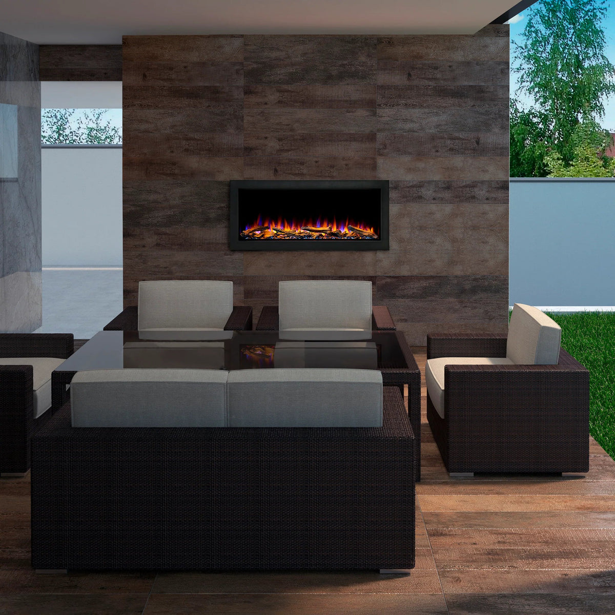 SimpliFire Forum Outdoor 43-Inch Built-In/Recessed Linear Electric Fireplace