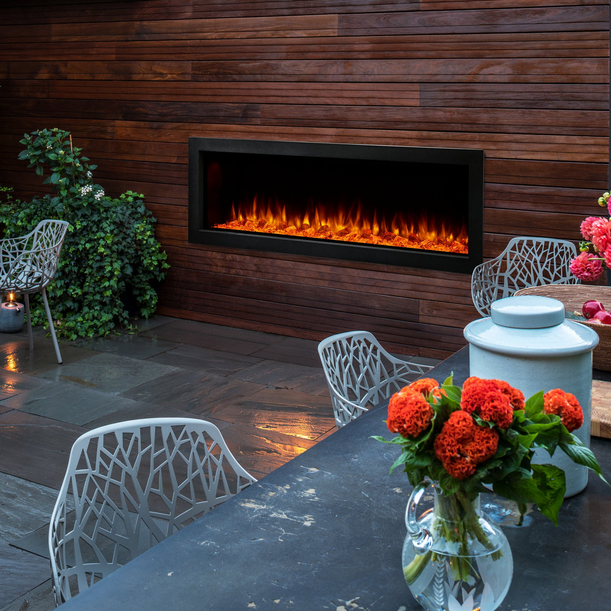 SimpliFire Forum Outdoor 55-Inch Built-In/Recessed Linear Electric Fireplace