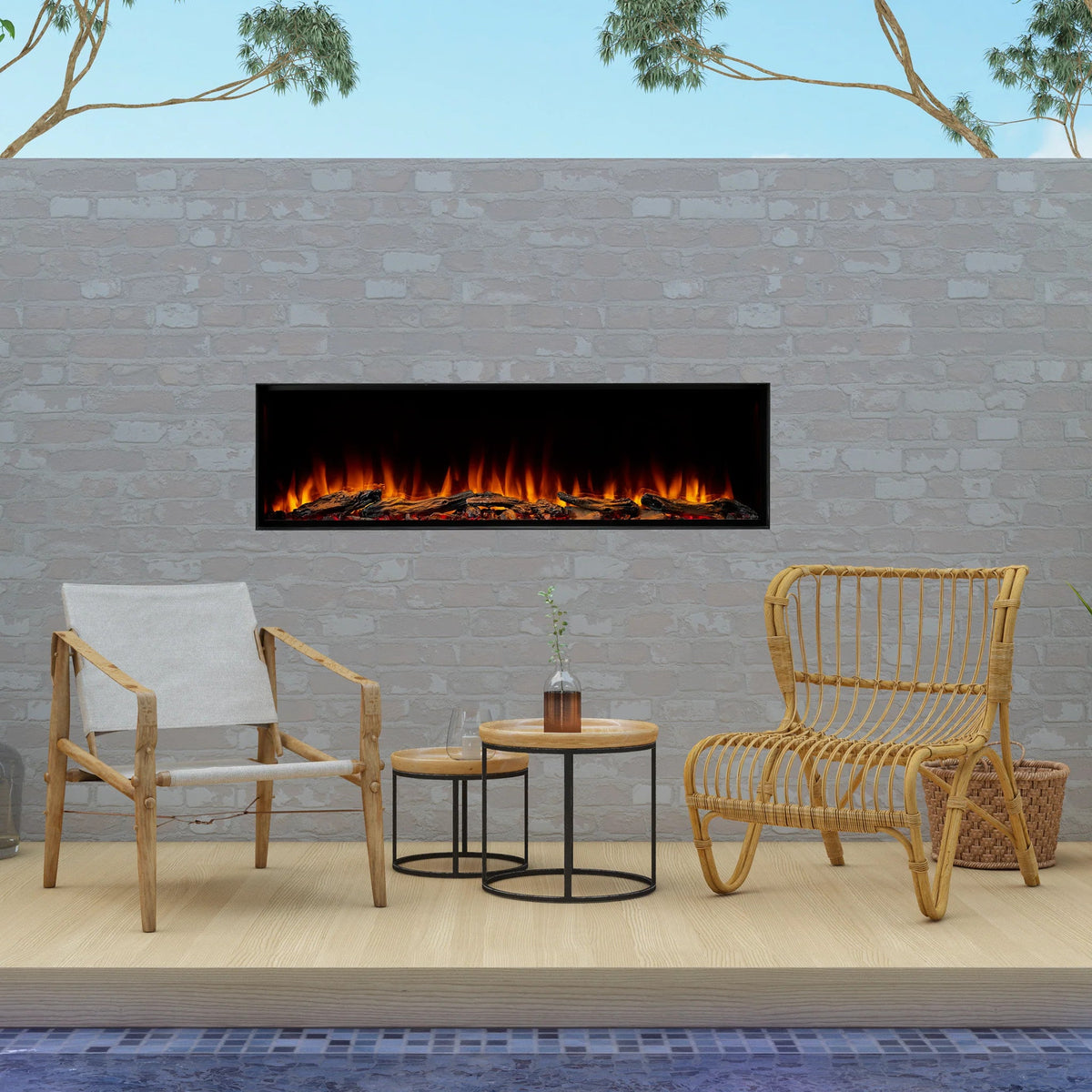 SimpliFire Forum Outdoor 55-Inch Built-In/Recessed Linear Electric Fireplace