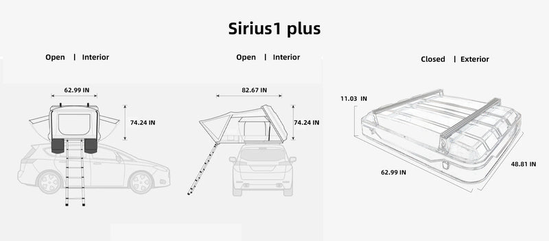 Naturnest  Sirius 1 Plus XXL Clamshell Rooftop Tent