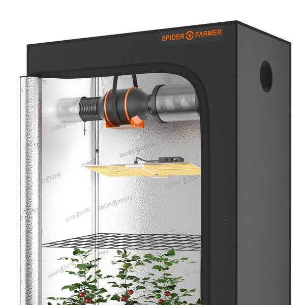 Spider Farmer 2’x4’ Complete Grow Tent Kit SF2000 EVO LED Grow Light 6” Clip Fan 4” Ventilation System with Temperature and Humidity Controller