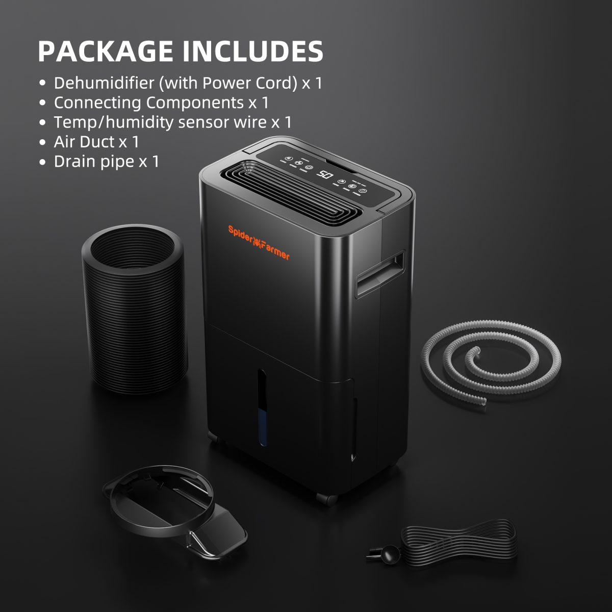 Spider Farmer SF-Dehumidifier 32 Pint Smart Dehumidifier with Drain Hose