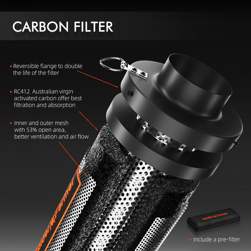 Spider Farmer 4-Inch 205 CFM Inline Fan Kits with Speed Controller Grow Tent Ventilation System