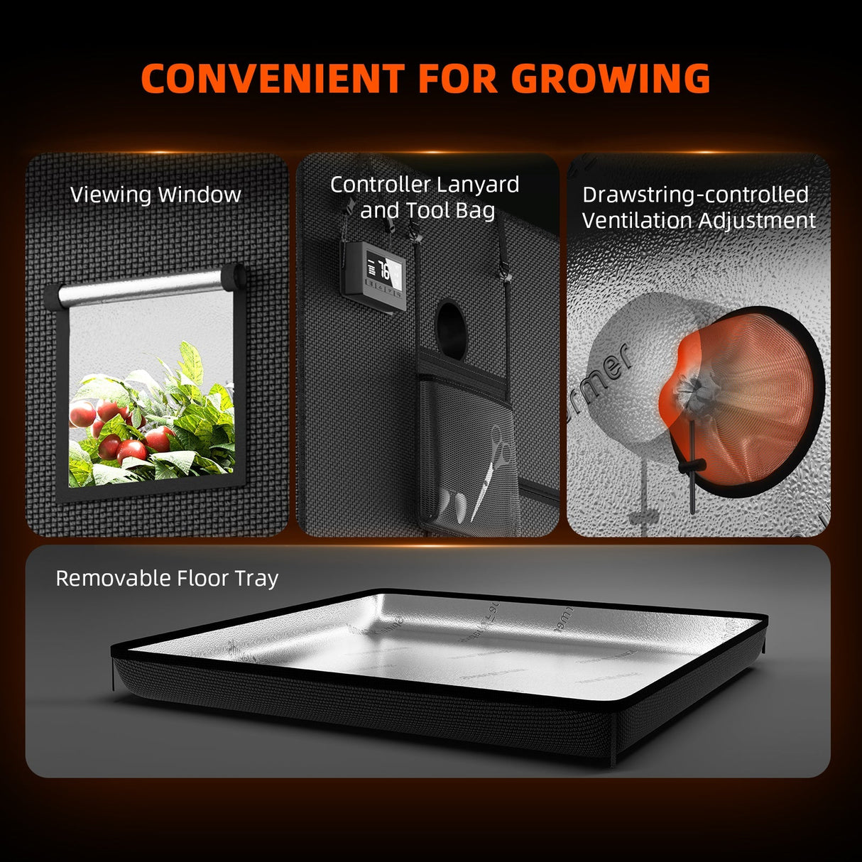 Spider Farmer 4’x2’x5′ 120cm x 60cm x 150cm Indoor Grow Tent
