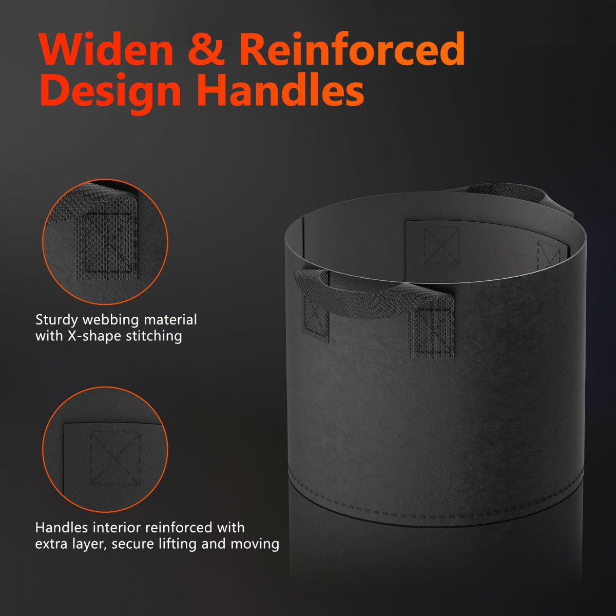 Spider Farmer 5-pack 11 gallon grow bags Heavy Duty 300G Thickened Nonwoven Plant Fabric Pots with Handles