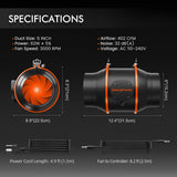 Spider Farmer 6-Inch 402 CFM Inline Fan Kits with Speed Controller, Carbon Filter & Ducting Combo