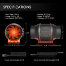 Spider Farmer 6-Inch Inline Fan Kits 402CFM with Smart Controller Carbon Filter & Ducting Combo