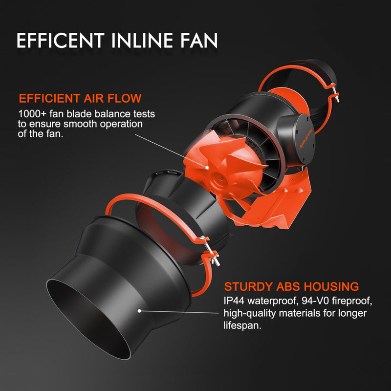 Spider Farmer 6-Inch Inline Fan Kits 402CFM with Smart Controller Carbon Filter & Ducting Combo