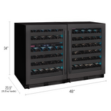 Allavino Reserva Series 100‑Bottle 34″ Tall Three‑Zone Black Stainless Steel Side‑by‑Side Wine Cooler Refrigerator 3Z‑BDW5034‑BS