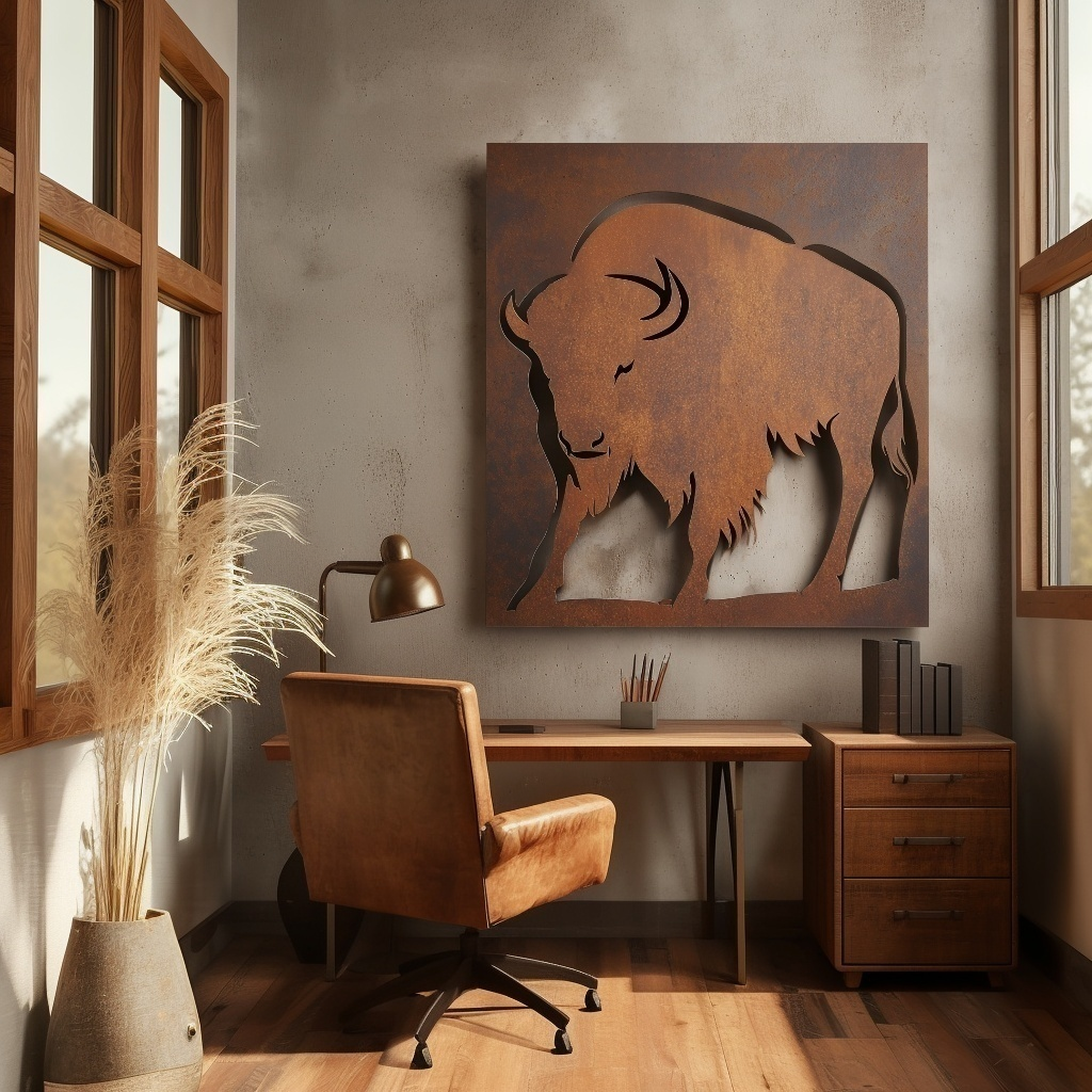 The Wyoming Bison - Metal Wall Art