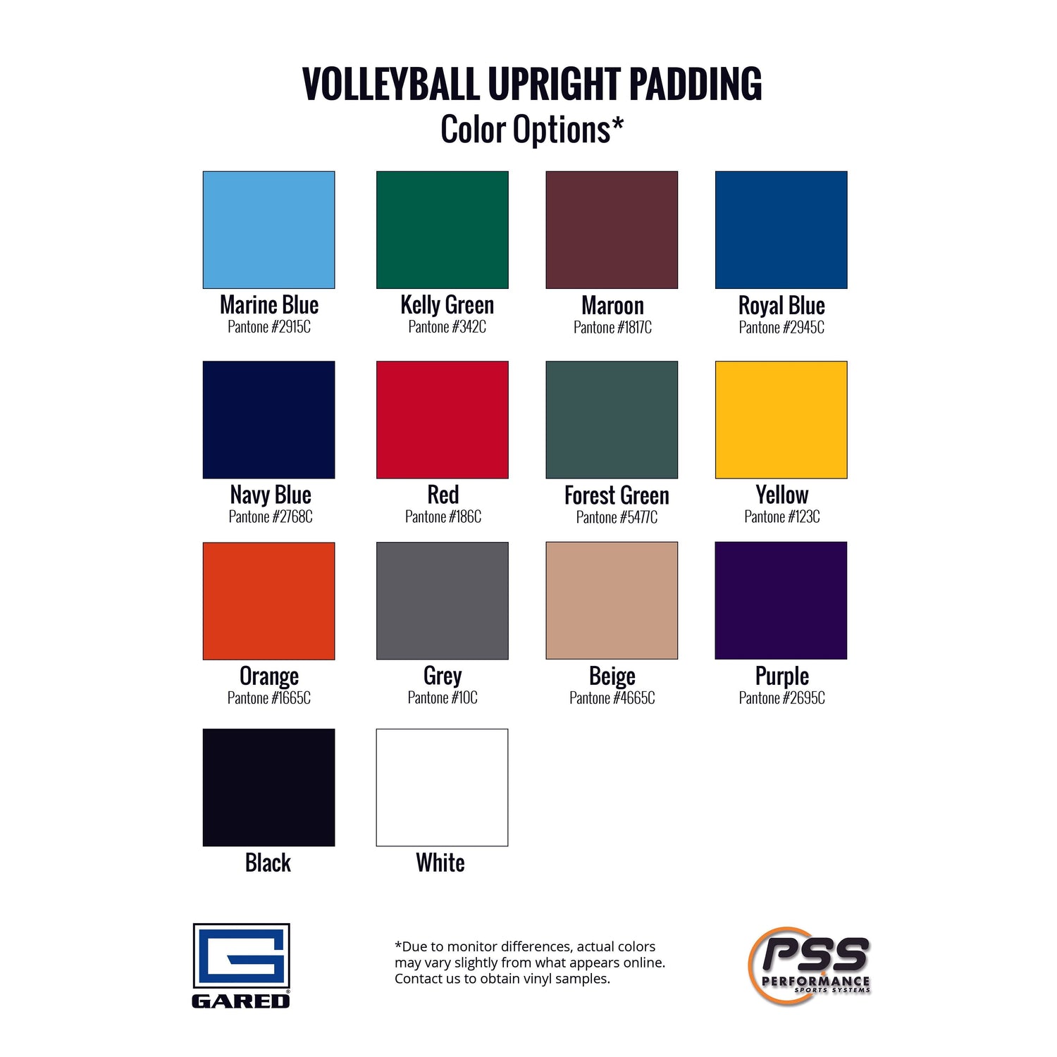 Gared Volleyball Center Upright Safety Pad 6′ Vinyl Cover Urethane Foam Cushion 6020