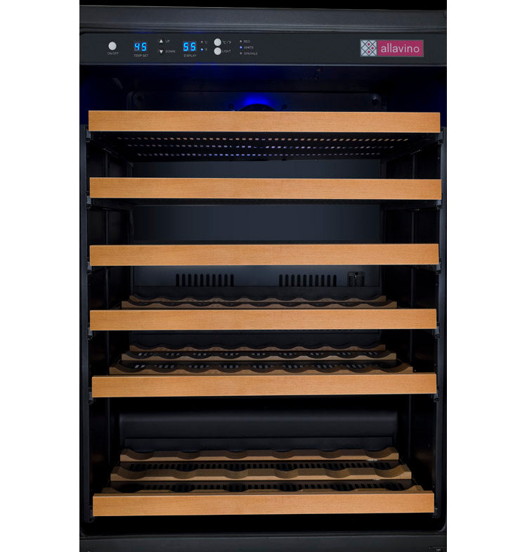 Allavino FlexCount Series 56 Bottle Single Zone Built-In Wine Refrigerator with Black Door Right Hinge VSWR56-1BR20