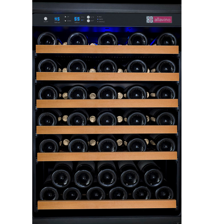 Allavino FlexCount Series 56 Bottle Single Zone Built-In Wine Refrigerator with Black Door Right Hinge VSWR56-1BR20