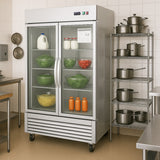 Chery Industrial 54"W Commercial Refrigerator 42 cu. ft. 2 Glass Door Reach In Refrigerator