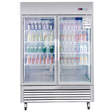 Chery Industrial 54"W Commercial Refrigerator 42 cu. ft. 2 Glass Door Reach In Refrigerator