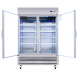 Chery Industrial 54"W Commercial Refrigerator 42 cu. ft. 2 Glass Door Reach In Refrigerator