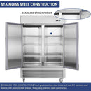 Chery Industrial 54"W Commercial Refrigerator 42 cu. ft. 2 Solid Door Reach-In Refrigerator