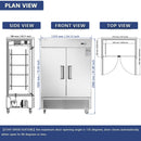 Chery Industrial 54"W Commercial Refrigerator 42 cu. ft. 2 Solid Door Reach-In Refrigerator