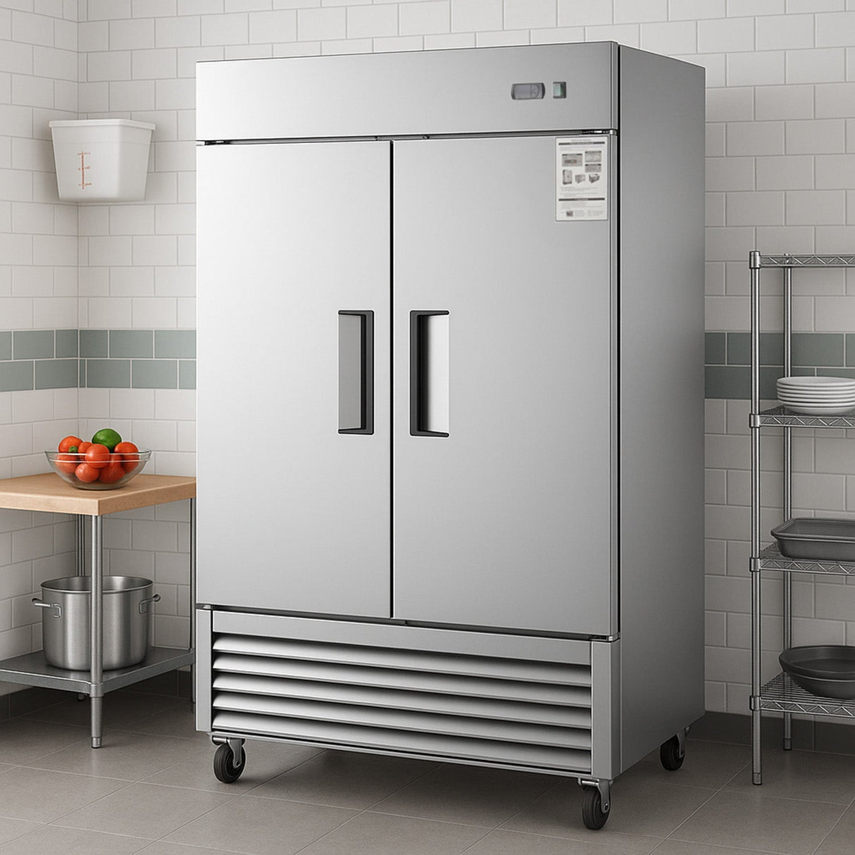 Chery Industrial 54"W Commercial Refrigerator 42 cu. ft. 2 Solid Door Reach-In Refrigerator