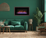 Amantii WM-FM-60-7023-BG 60" Wall/Flush Mount Electric Fireplace with Glass Surround